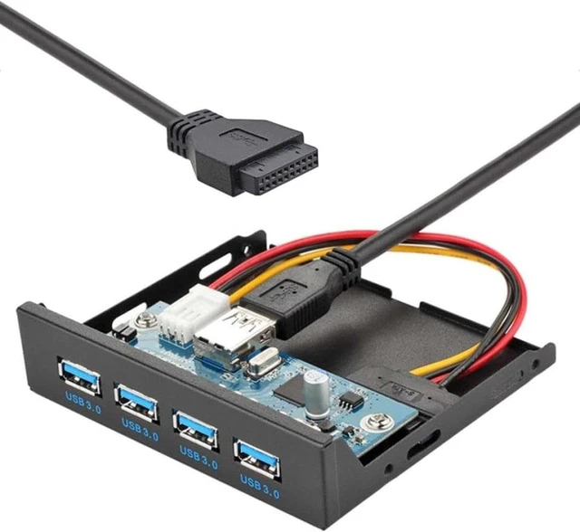 Alt view image 3 of 6 - USB Hub Adapter 19+1 20Pin 4 Port USB 3.0 Front Panel Combo Bracket Compatible with PC Desktop 3.5 Inch FDD Floppy Disk Drive Bay