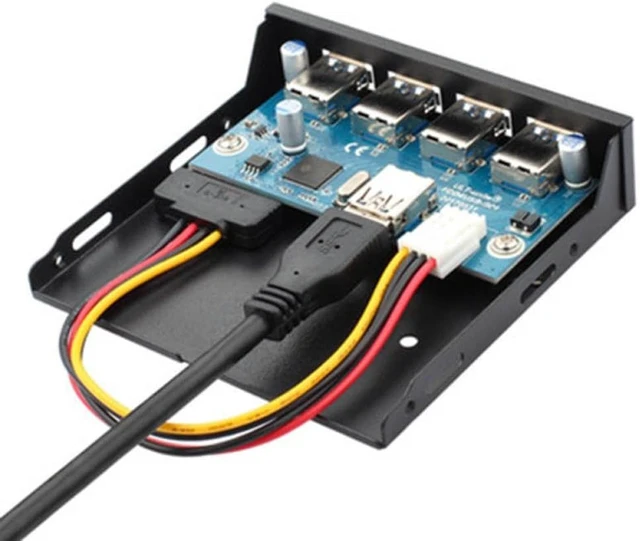 Alt view image 5 of 6 - USB Hub Adapter 19+1 20Pin 4 Port USB 3.0 Front Panel Combo Bracket Compatible with PC Desktop 3.5 Inch FDD Floppy Disk Drive Bay
