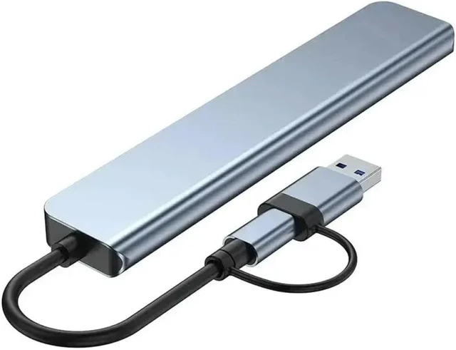 Alt view image 2 of 4 - 8 in 2 USB Hub with Splitter Reader USB C Port 3 0 2 0 SD TF Card Docking Station