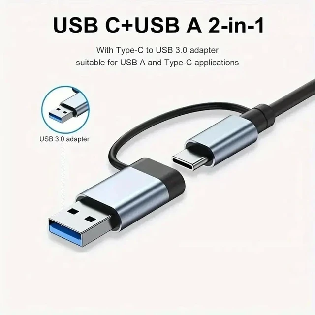Alt view image 4 of 4 - 8 in 2 USB Hub with Splitter Reader USB C Port 3 0 2 0 SD TF Card Docking Station