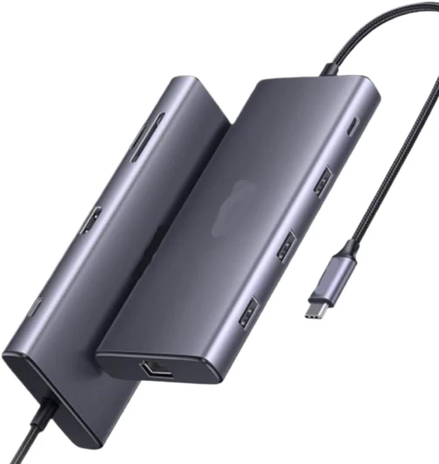 Alt view image 3 of 3 - 9-in-1 USB Hub Type-C to 4K60Hz HDMI 10Gbps USB C and A 1000Mbps RJ45 PD100W SD and TF Compatible with Laptop