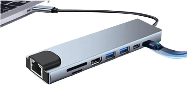 Alt view image 2 of 3 - 8 in 1 USB C Hub with Fast Charge Compatible with Laptop Computer Supports 4K HDMI USB3 1 RJ45 SD TF Card Reader PD
