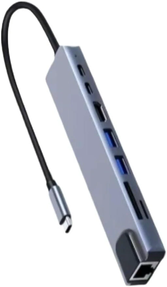 Alt view image 3 of 3 - 8 in 1 USB C Hub with Fast Charge Compatible with Laptop Computer Supports 4K HDMI USB3 1 RJ45 SD TF Card Reader PD
