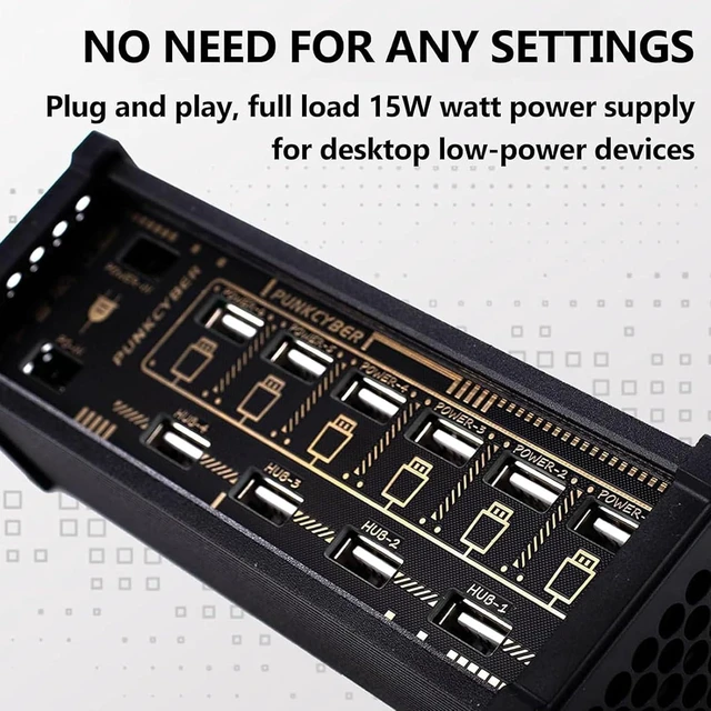 Alt view image 2 of 7 - U6 6 Port USB Docking Station, Portable 6 Port USB Switcher, 4 Data Ports, Metal Toggle Switch, 9 USB Convenient Input Ports, Voice Control Function, Data Transmission for Phones, Tablets