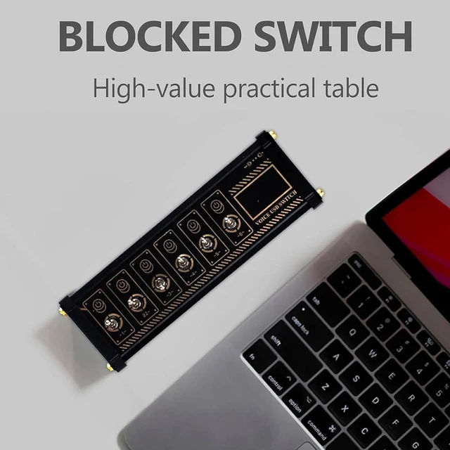 Alt view image 4 of 7 - U6 6 Port USB Docking Station, Portable 6 Port USB Switcher, 4 Data Ports, Metal Toggle Switch, 9 USB Convenient Input Ports, Voice Control Function, Data Transmission for Phones, Tablets