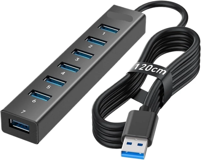 Alt view image 2 of 3 - Compatible for Aluminum 7-Port USB3.0 Powered Hub Dock