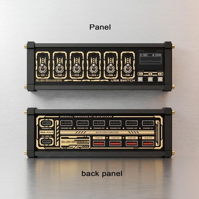 Alt view image 7 of 7 - 6 Port USB Switcher, Desk Ornaments Modular USB Hub, USB Docking Station, Independent Control, Button Switch, OLED Display, Share USB Devices, for Phones, Tablets, and Gadgets No Voice