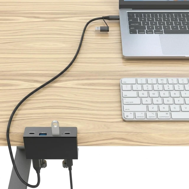 Alt view image 3 of 5 - AINEX USB3.2 Gen1 Clamp Hub, 2 Ax2/C Ports, 5Gbps, Bus-Power/Self-Powered, Securely Fixed with Dual Clamps HUB-10