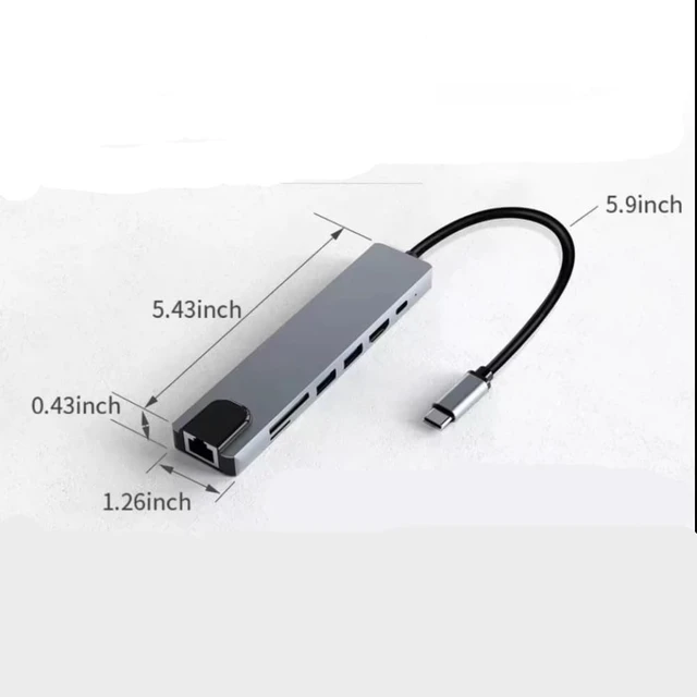 Alt view image 3 of 4 - 7 in 1 Type C Docking Station with Sd Tf Card Reader Ethernet Pd Ports USB 3 0 and USB 2 0 Compatible with Pro Air