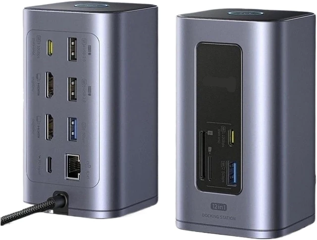 Alt view image 2 of 4 - 12-in-1 USB C HUB to HDMI 4K@60Hz Dual Display USB 3.2 Adapter with RJ45 SD TF PD 100W Docking Station for Window Mac Hub