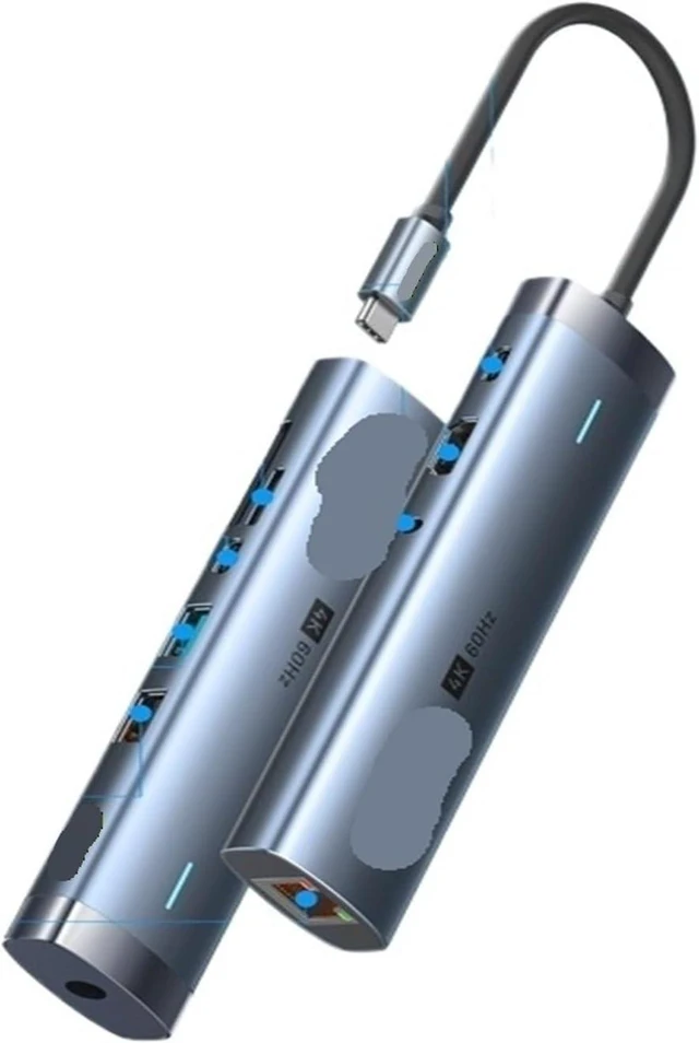 Alt view image 3 of 3 - USB C Hub HDMI 4K 60Hz 9 in 1 PD 100W RJ45 Adapter