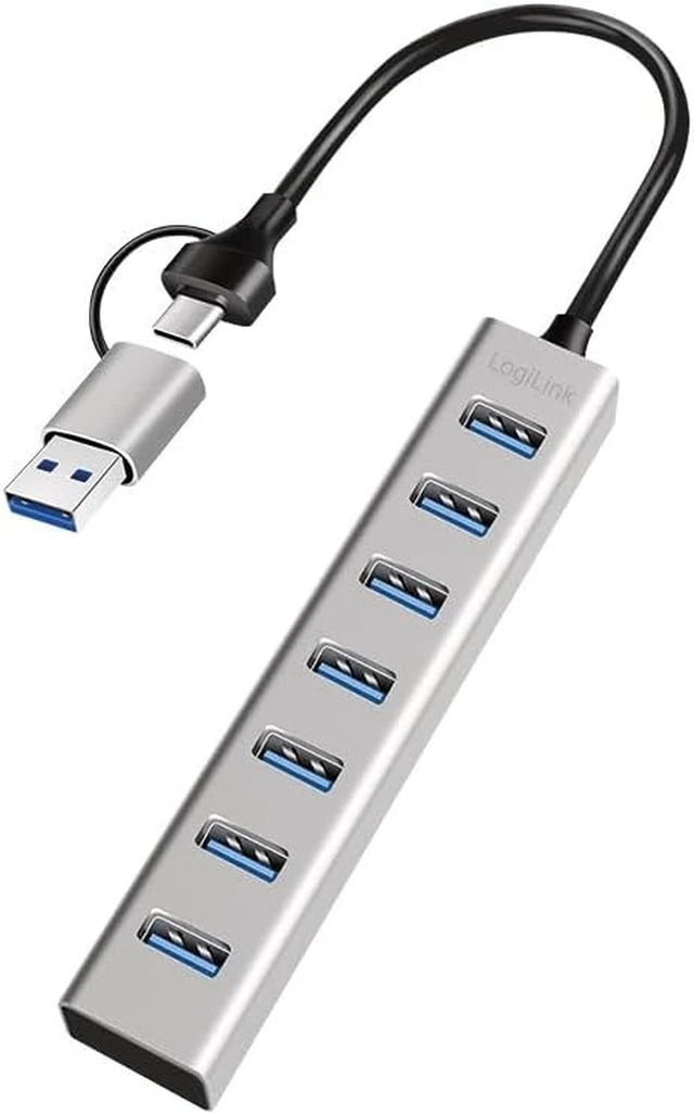 Alt view image 5 of 5 - Logilink 076264 USB 3.2 Hub 7 USB-A Ports Aluminium Silver Silver