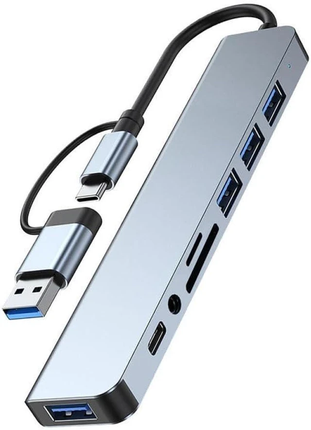 Main image of USB Type C Hub Docking Station with 3.5mm Audio Jack SD Card Reader Compatible with Laptop Tablet Phone Disk Converter