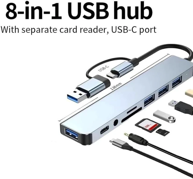 Alt view image 3 of 3 - USB Type C Hub Docking Station with 3.5mm Audio Jack SD Card Reader Compatible with Laptop Tablet Phone Disk Converter