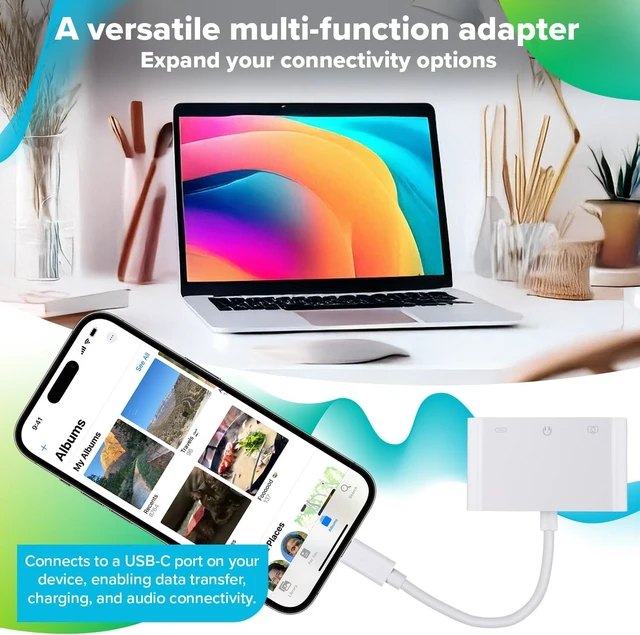 Alt view image 3 of 5 - Maplin Multiport Hub, USB-C to USB-A 3.0, 3.5mm Audio Jack & USB-C Charging Port for MacBook, Dell XPS, Lenovo ThinkPad, Surface & More