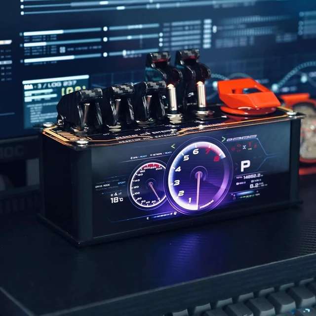 Alt view image 4 of 7 - USB Docking Station Independent Switch, 6 Port USB Docking Station with Ambient Lighting, 5 Toggle Switches & Supports Data Transmission and App-Controlled, for Studio Gaming Room
