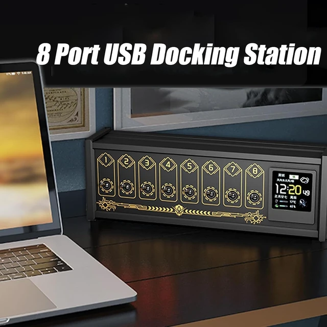 Alt view image 2 of 7 - 8 Ports USB Switch, 36w Modular USB Hub Docking Station/Power Strip, with Individual Toggle Switches, Data Transmission, for Pc Accessories Black