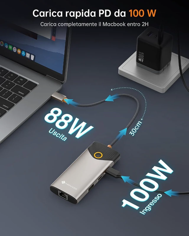 Alt view image 7 of 7 - NOVOO USB C Hub, 7-in-1 Dock with HDMI 4K@60Hz, 1Gbps Ethernet, 100W PD Charging, USB-A/C Ports 5Gbps Docking Station Compatible for MacBook, iPad, iPhone, Dell, HP, Surface
