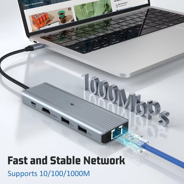 Alt view image 5 of 7 - USB C Hub, USB 3.0 Ultra Slim USB Distributor, 10 in 1 USB Port Compatible with Desktop Computer, MacBook Pro/Air, iMac, Surface Pro, PS 4 and Other Laptops