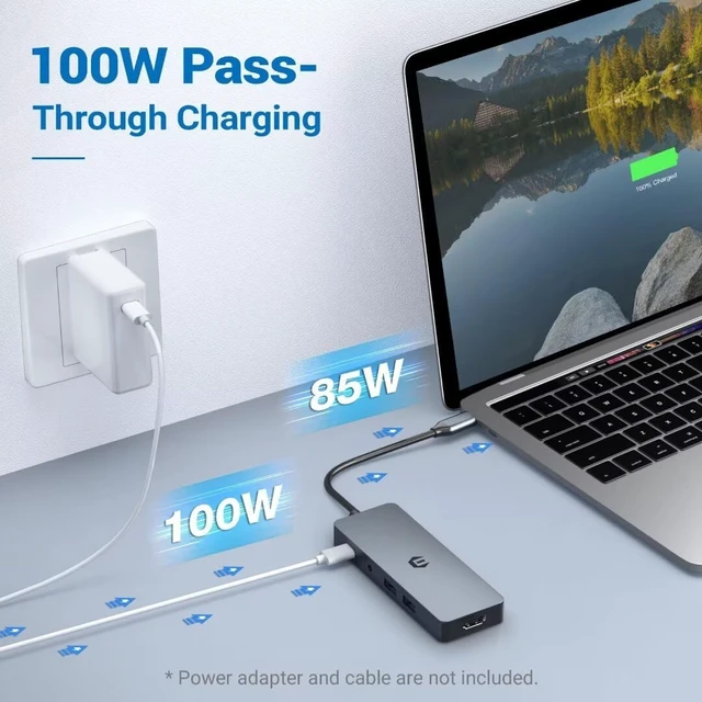 Alt view image 4 of 7 - USB C Hub, 10 in 1 USB C Multiport for MacBook Pro/Air, Chromebook, Thinkpad, Laptop and More Type C Devices, USB C Hub LAN with 4K HDMI Output, TF Card Reader