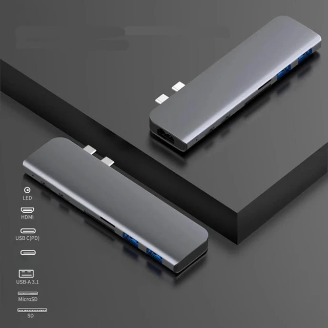 Alt view image 4 of 4 - USB 3.1 Type-C Hub to HDMI Adapter 4K PD 100W USB C Hub 3.0 TF SD Reader Slot PD Compatible with Air Pro M3 M2 M1 Chip