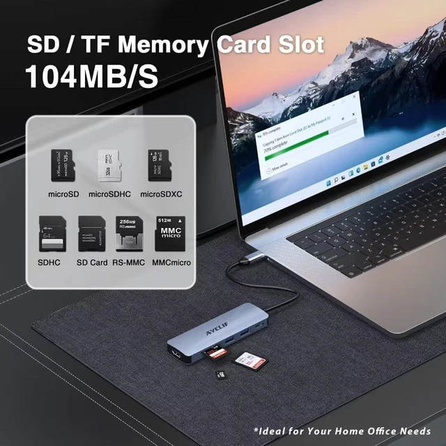 Alt view image 4 of 7 - Hub USB C, 6 in 1 USB C Avec Affichage 4K HDMI, USB 3.0, PD 100 W, répartiteur USB C Avec MacBook Pro/Air, Chromebook, Thinkpad, Ordinateur Portable et Plus d'appareils de Type C