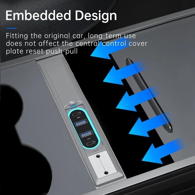 Alt view image 5 of 6 - Dual Type-C Multiport Docking Station USB HUB for Tesla Model 3 / Y Charging