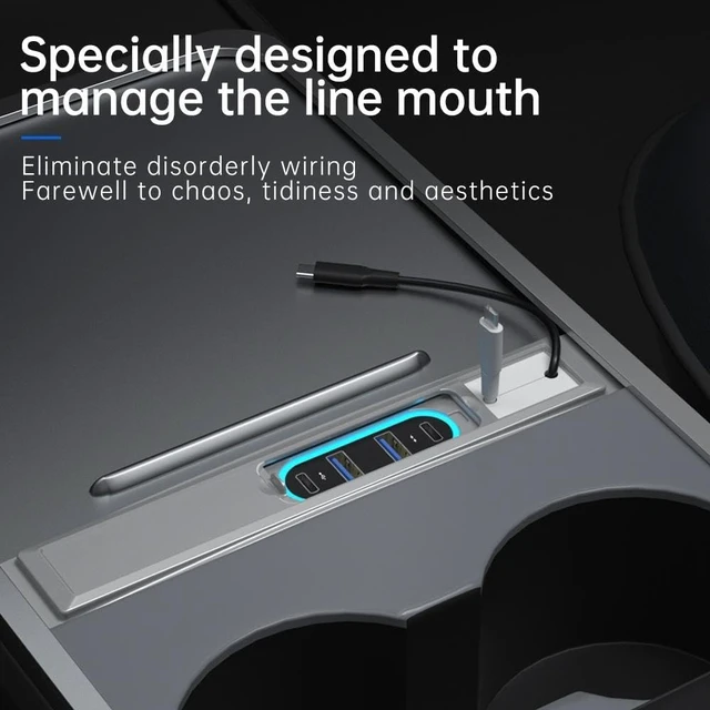Alt view image 4 of 6 - Dual Type-C Multiport Docking Station USB HUB for Tesla Model 3 / Y Charging