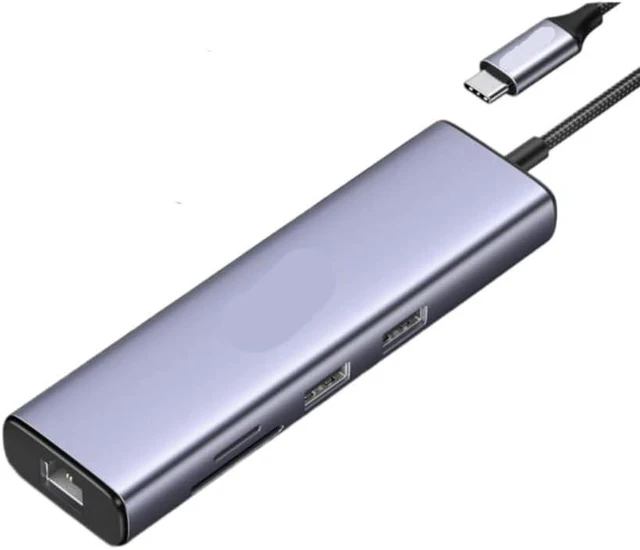 Main image of 7-in-1 USB-C Hub with 4K60Hz HDMI SD and TF Card Slots 5Gbps USB 3.0 Power Delivery 100W Compatible with Laptop