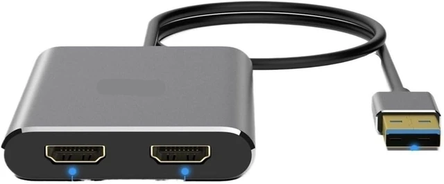 Alt view image 2 of 3 - USB 3.0 to Dual HDMI-com/patible Adapter 4K@30Hz Docking Station Hub