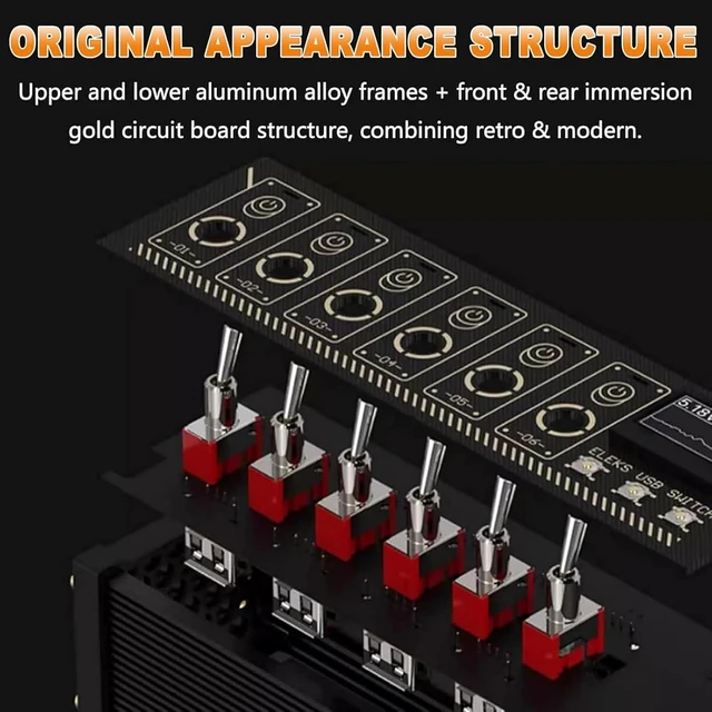 Alt view image 4 of 7 - 8 Port USB Switcher, 8 Port Modular USB Hub, Voice Control, Independent Switching, IPS Color Screen Display, Adjustable Light, Data Transfer Functions, Gifts for Women Men Adults Friends