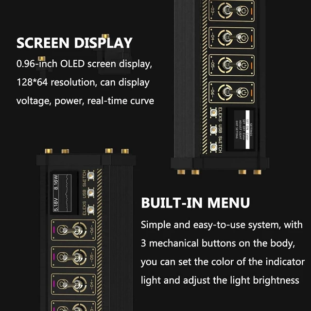 Alt view image 5 of 7 - 8 Port USB Switcher, 8 Port Modular USB Hub, Voice Control, Independent Switching, IPS Color Screen Display, Adjustable Light, Data Transfer Functions, Gifts for Women Men Adults Friends
