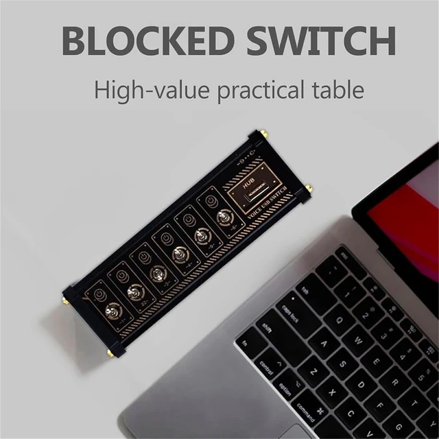Alt view image 5 of 7 - Retro USB C Hub, 6 Ports USB C Splitter, 6 Ports USB Docking Station with 4 Data Ports & 9 USB Outputs, Voice Control Function, Data Transmission, Independent Control Switch