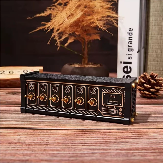Alt view image 7 of 7 - Retro USB C Hub, 6 Ports USB C Splitter, 6 Ports USB Docking Station with 4 Data Ports & 9 USB Outputs, Voice Control Function, Data Transmission, Independent Control Switch