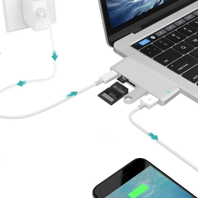 Alt view image 3 of 4 - Hub Hub Converter USB-C to Splitter Type-c Docking Card Reader