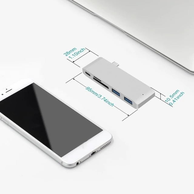 Alt view image 4 of 4 - Hub Hub Converter USB-C to Splitter Type-c Docking Card Reader