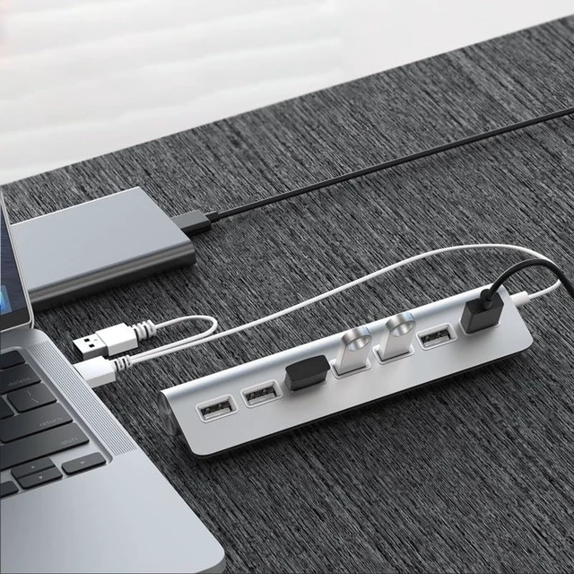 Alt view image 3 of 5 - USB-A Aluminum Alloy USB2.0hub Splitter Laptop Expander