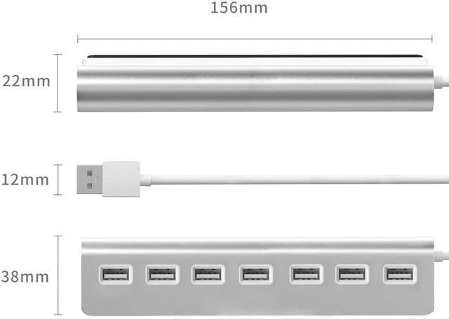 Alt view image 5 of 5 - USB-A Aluminum Alloy USB2.0hub Splitter Laptop Expander