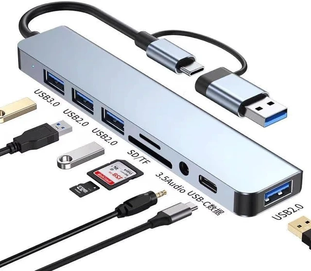 Alt view image 4 of 4 - Headed Hub Expansion Dock Computer Splitter Hub Eight in Usb3 0