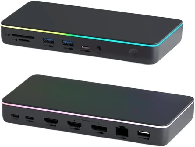 Alt view image 2 of 5 - DisplayLink USB C Docking Station Compatible with M1 M2 Triple Display 3 Monitors DP Hub 100W PD RJ45 LED