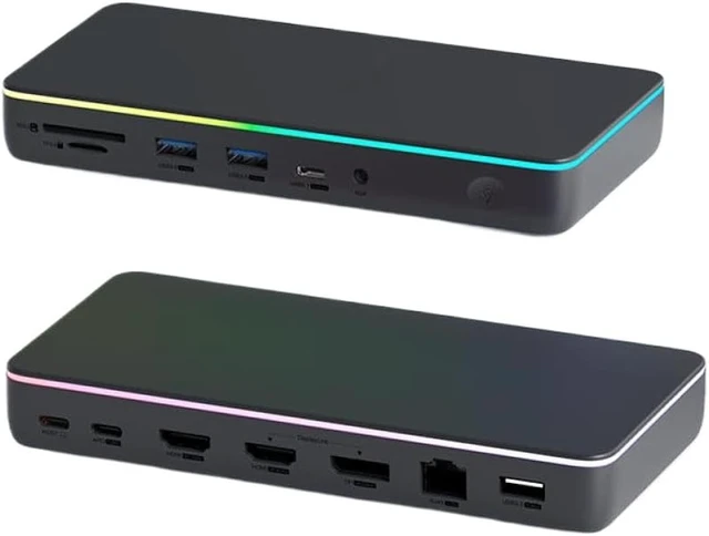 Alt view image 3 of 5 - DisplayLink USB C Docking Station Compatible with M1 M2 Triple Display 3 Monitors DP Hub 100W PD RJ45 LED