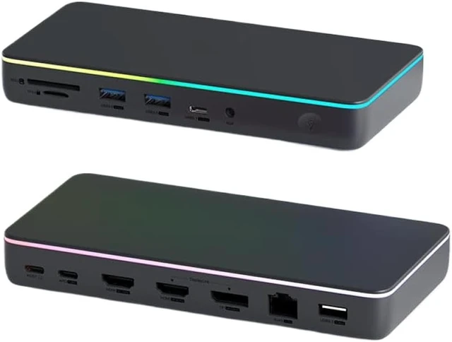 Alt view image 4 of 5 - DisplayLink USB C Docking Station Compatible with M1 M2 Triple Display 3 Monitors DP Hub 100W PD RJ45 LED