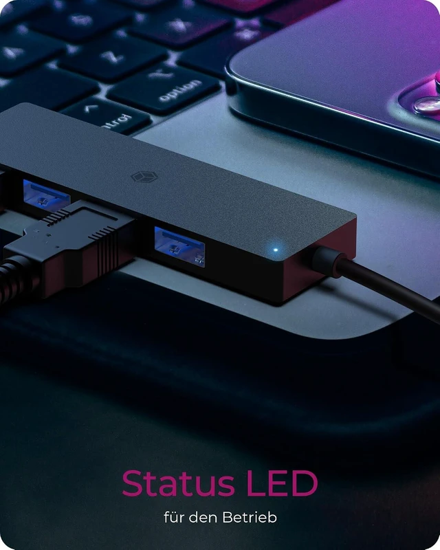 Alt view image 5 of 7 - ICY BOX USB 3.0 HUB (4-in-1) with 4X USB-A Ports, USB Distributor, USB-C & USB-A Port, Splitter, Multiple Plug, IB-HUB1424-C3