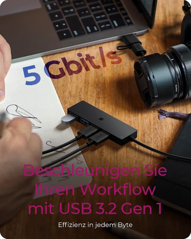 Alt view image 6 of 7 - ICY BOX USB 3.0 HUB (4-in-1) with 4X USB-A Ports, USB Distributor, USB-C & USB-A Port, Splitter, Multiple Plug, IB-HUB1424-C3