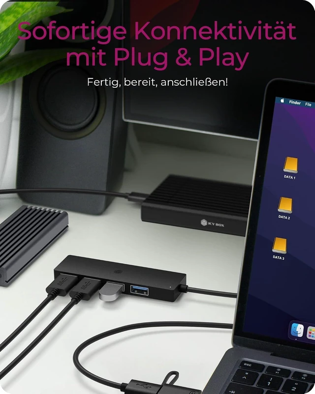 Alt view image 7 of 7 - ICY BOX USB 3.0 HUB (4-in-1) with 4X USB-A Ports, USB Distributor, USB-C & USB-A Port, Splitter, Multiple Plug, IB-HUB1424-C3