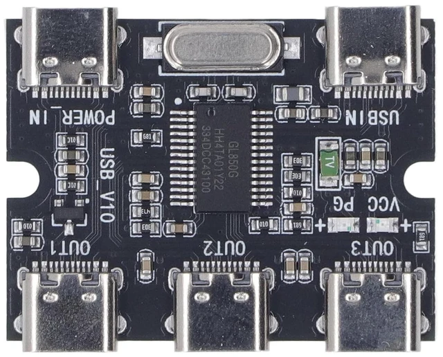Main image of USB 2.0 Hub Expansion Module, 5V 1 in 3 Out Type C Interface USB Hub, Plug and Play USB2.0 Concentrator with GL850G Chip for Laptops, PCs and Modern Devices