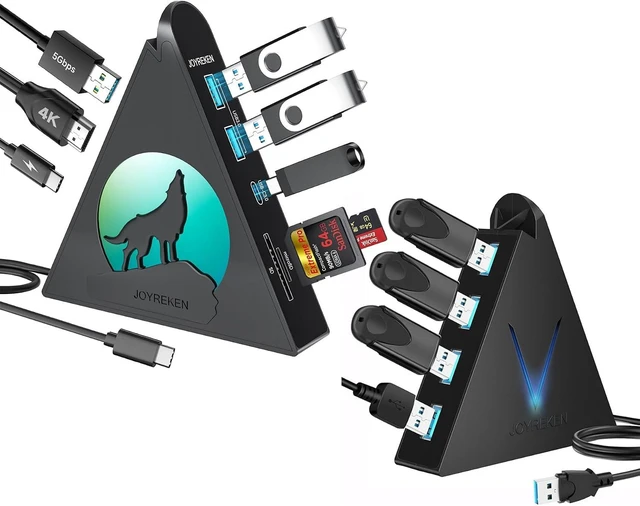 Main image of Black USB C HDMI Hub with Base& 4-Port USB 3.0 Hub, with 4K 30 Hz HDMI, 100W Power Delivery, 5 Gbps USB-C, USB-A 3.0, SD/TF Card Slots, Vertical Hub for iMac, MacBook, Mac mini, PC, Dell