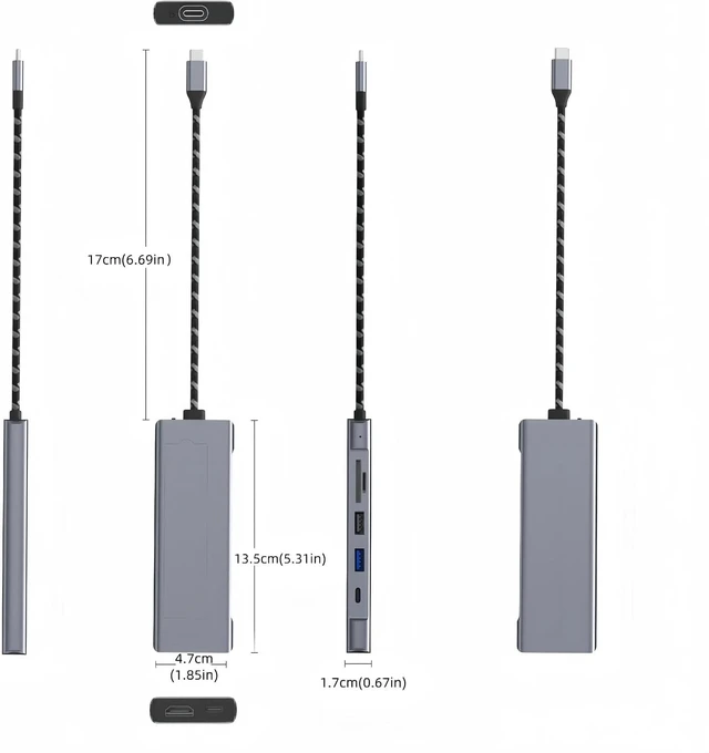 Alt view image 2 of 7 - 8-in-1 USB C Hub with M.2 NVMe/SATA SSD Enclosure, 4K HDMI Adapter, 100W PD Charging, USB C 3.1 & USB 3.0 Ports, SD/TF Card Reader, Compatible with Laptop & Tablet