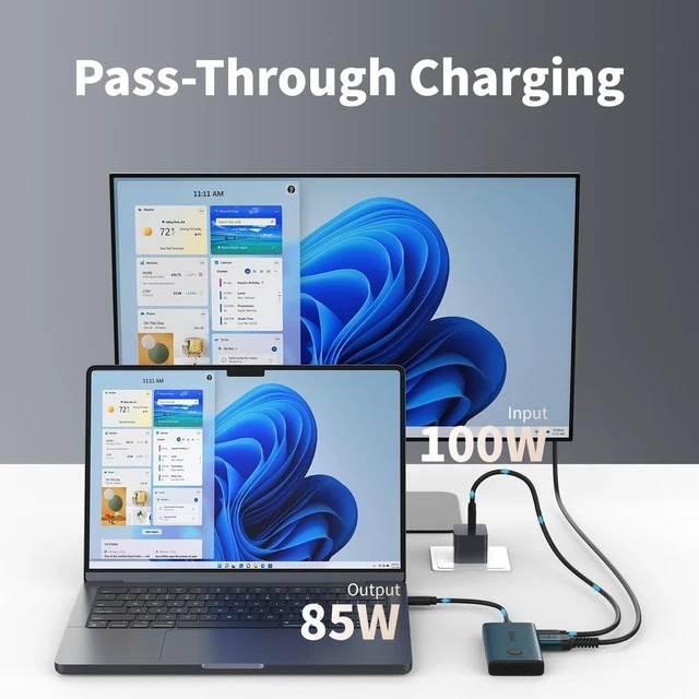 Alt view image 4 of 7 - USB C to Triple DP Converter, 4K 60Hz Type C to DisplayPort Adapter with Screen on/Off and PD 100W Extend to 3 Monitors, Multi-Monitor MST Hub for MacBook Pro/Air, Mac mini, Surface, Dell (4 in 1)