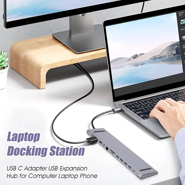 Alt view image 3 of 7 - Computer Hub Docking Station Computer Dock USB Splitter USB C Adapter PC